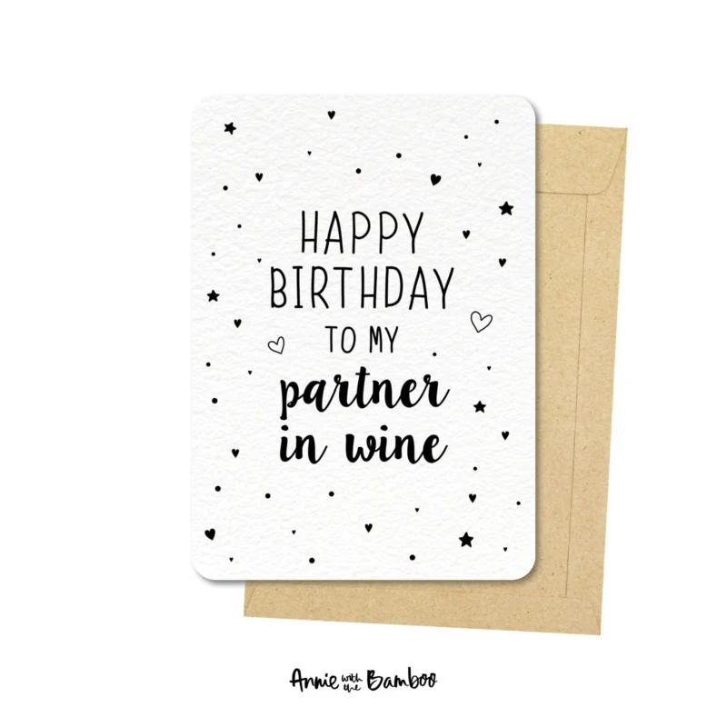 Ansichtkaart - Happy birthday to my partner in wine - Afbeelding 2