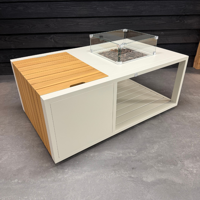 KJ Tuinmeubelen Porto coffeetable with firepit White - Afbeelding 4