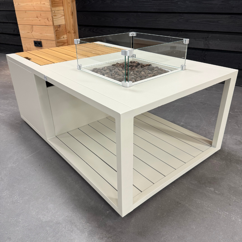 KJ Tuinmeubelen Porto coffeetable with firepit White - Afbeelding 8