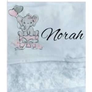 Deken olifant rose met naam