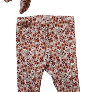 Legging rib bloem bruin