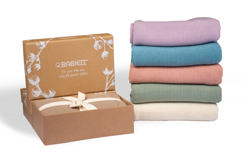 Gebreide babydeken 100% Biologisch Katoen lavender met geborduurde naam - Afbeelding 5